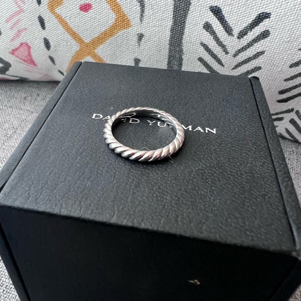David Yurman Unity Cable Wedding Band, Platinum, 2mm size 6.5